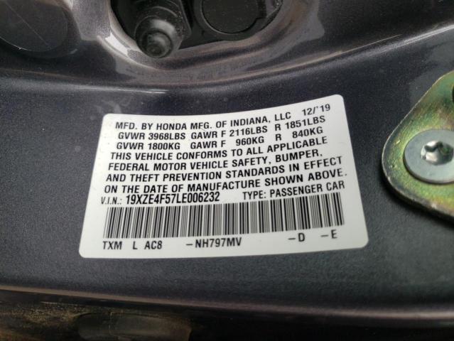Photo 10 from auction – 2020 HONDA INSIGHT EX with VIN 19XZE4F57LE006232