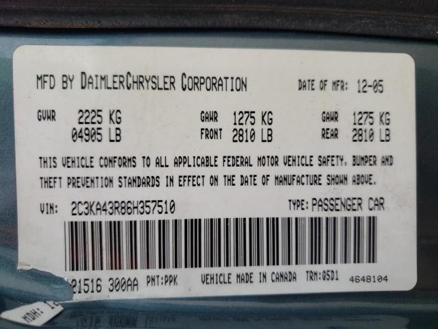 Photo 10 from auction – 2006 CHRYSLER 300 with VIN 2C3KA43R86H357510