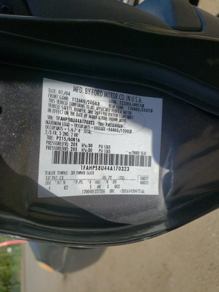 Photo 10 from auction – 2004 FORD TAURUS SE with VIN 1FAHP58U44A170323