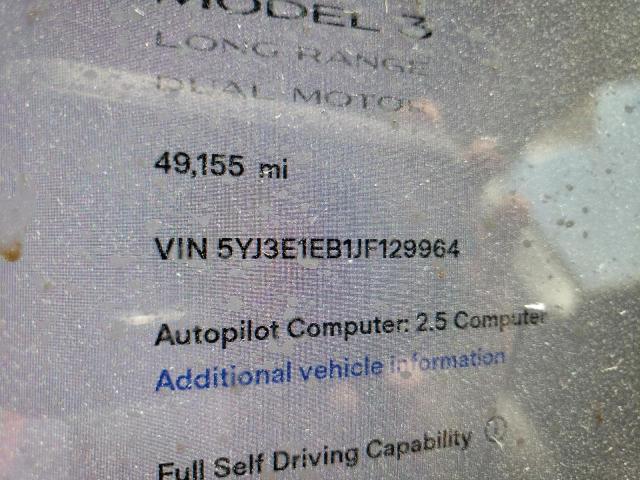 Photo 8 from auction – 2018 TESLA MODEL 3 with VIN 5YJ3E1EB1JF129964