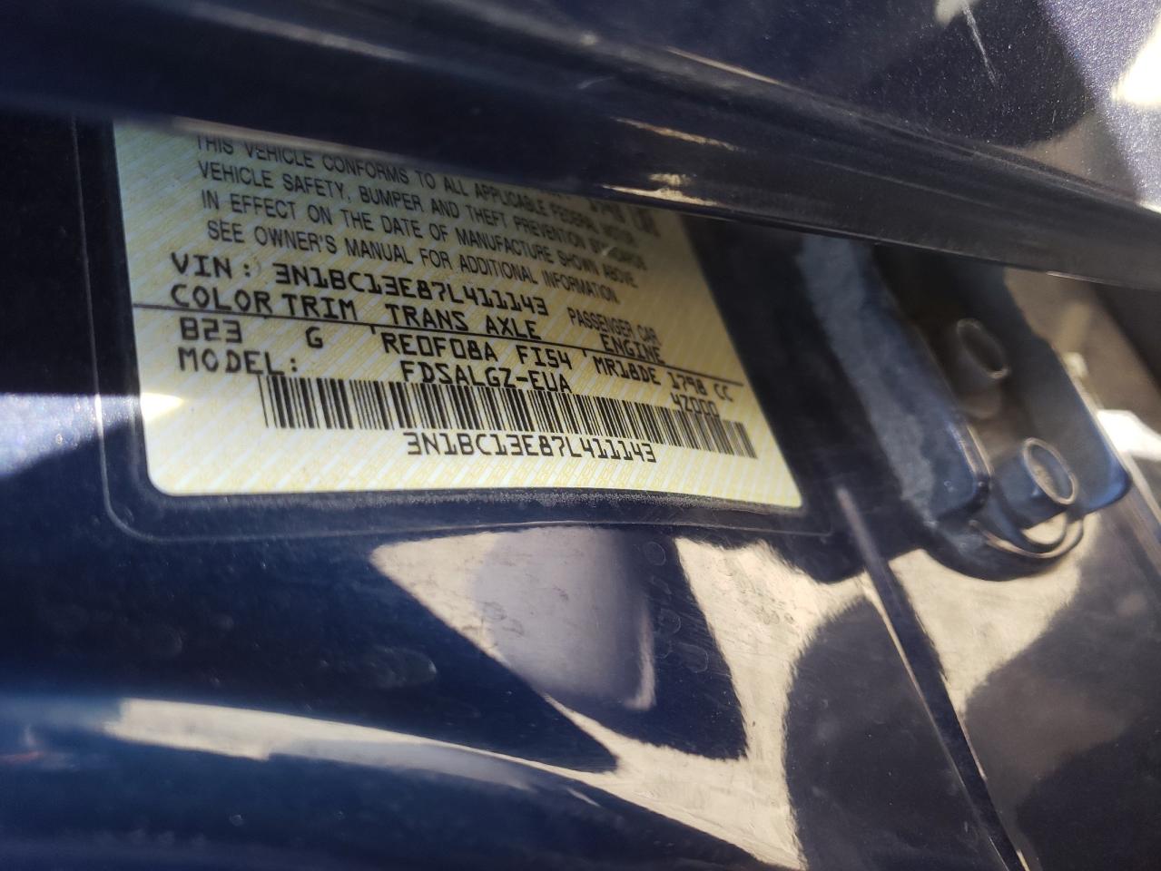 Photo 10 from auction – 2007 NISSAN VERSA S with VIN 3N1BC13E87L411143
