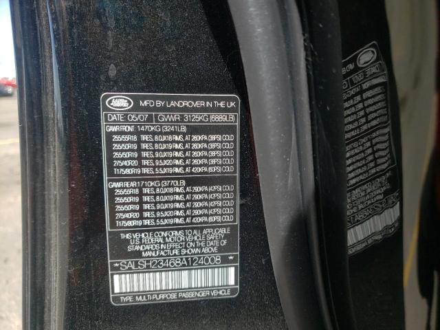Photo 10 from auction – 2008 LAND ROVER RANGE ROVE with VIN SALSH23468A124008