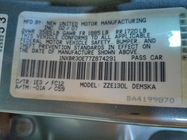 Photo 10 from auction – 2007 TOYOTA COROLLA CE with VIN 1NXBR30E77Z874291