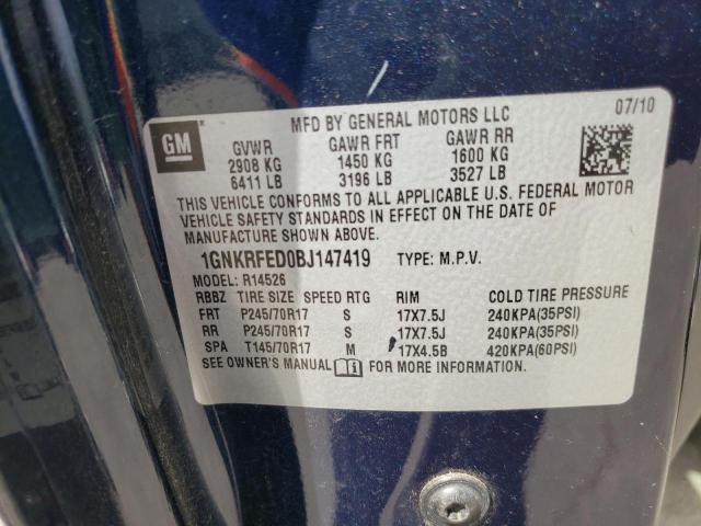 Photo 10 from auction – 2011 CHEVROLET TRAVERSE L with VIN 1GNKRFED0BJ147419