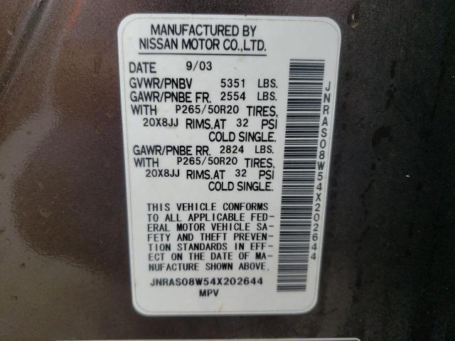 Photo 10 from auction – 2004 INFINITI FX35 with VIN JNRAS08W54X202644