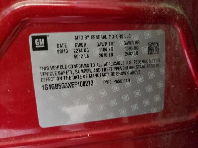 Photo 10 from auction – 2014 BUICK LACROSSE with VIN 1G4GB5G3XEF100273