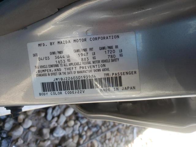 Photo 10 from auction – 2003 MAZDA PROTEGE DX with VIN JM1BJ226030193984