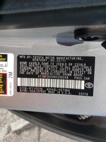 Photo 10 from auction – 2011 TOYOTA CAMRY BASE with VIN 4T1BF3EK8BU208248