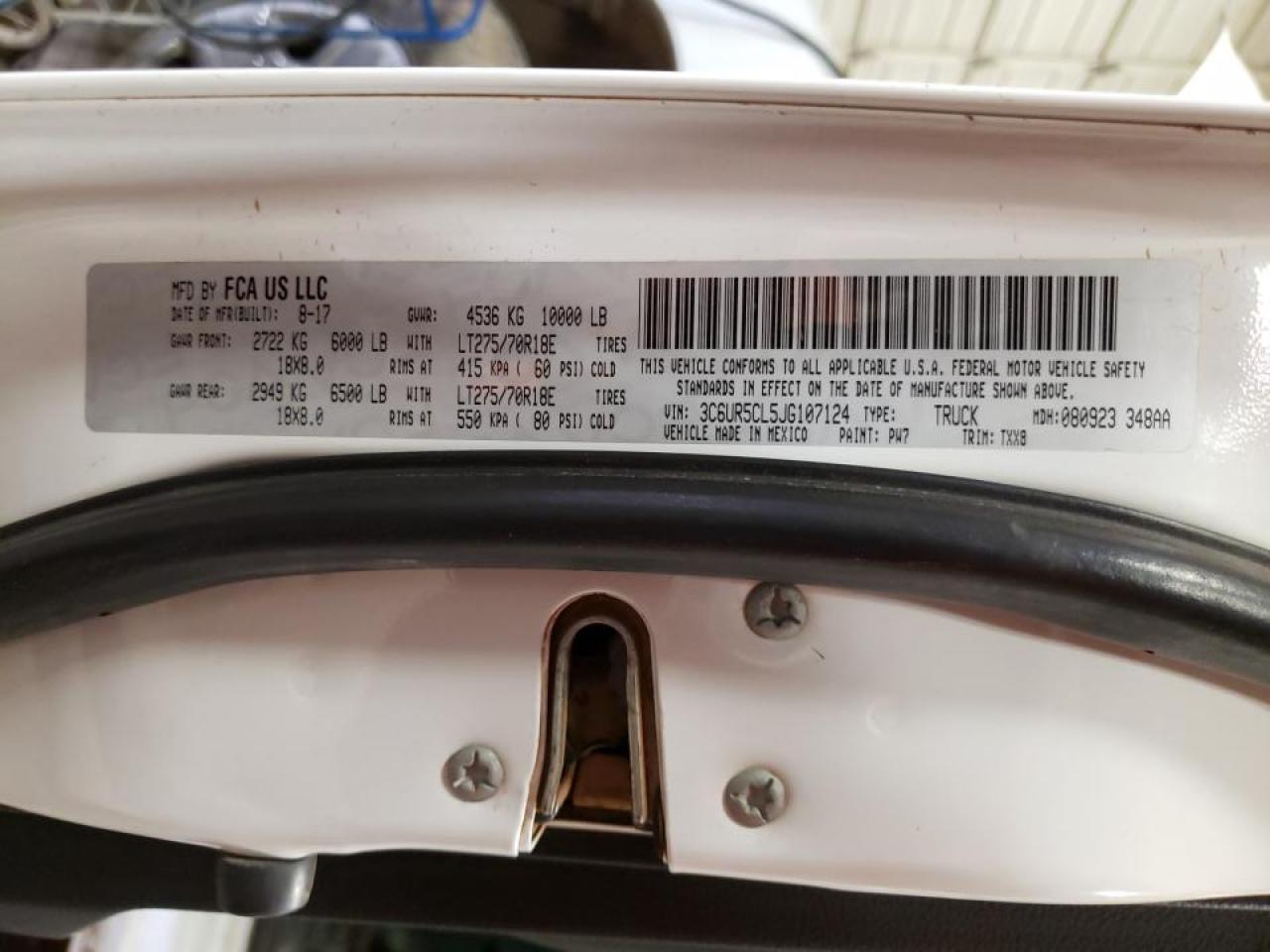 Foto 10 de la subasta – 2018 RAM 2500 ST con VIN 3C6UR5CL5JG107124