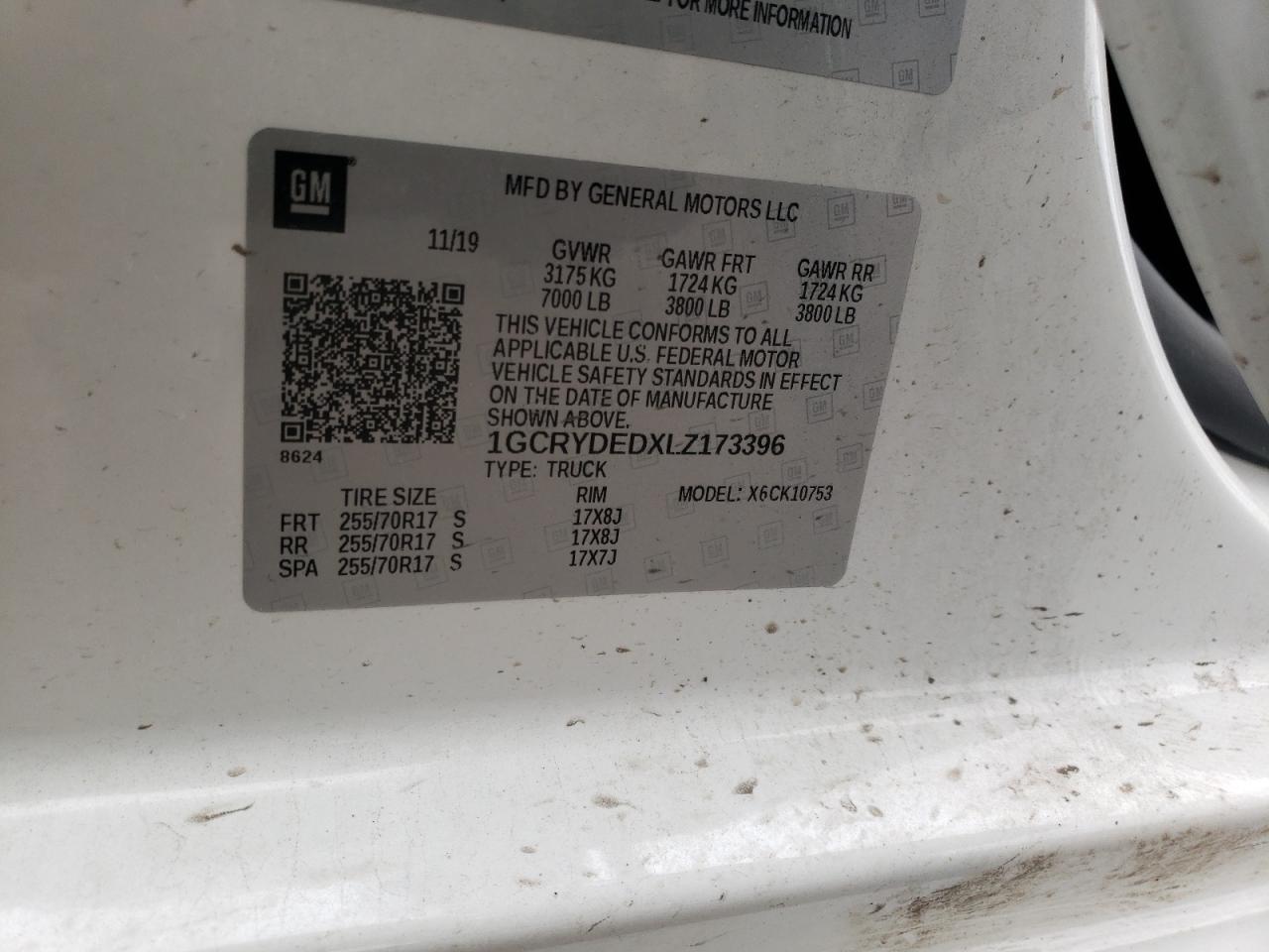 Photo 10 from auction – 2020 CHEVROLET SILVERADO with VIN 1GCRYDEDXLZ173396