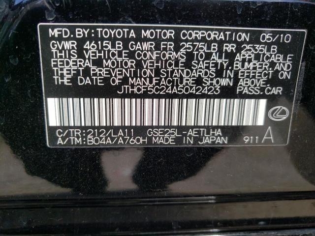 Photo 10 from auction – 2010 LEXUS IS 250 with VIN JTHCF5C24A5042423
