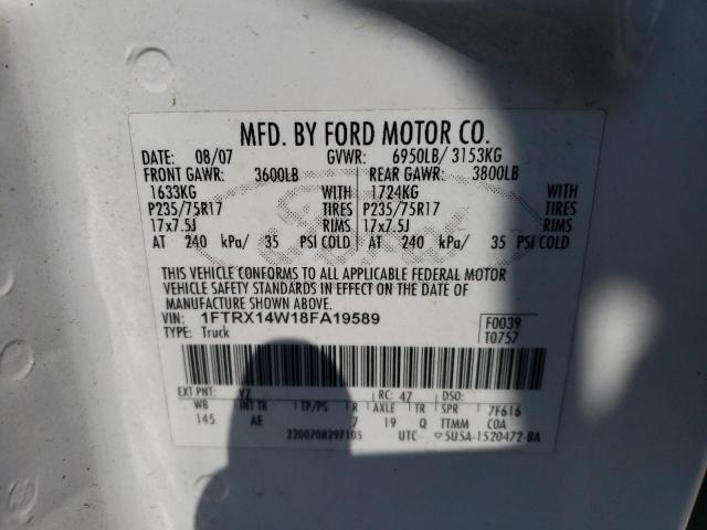 Photo 10 from auction – 2008 FORD F150 with VIN 1FTRX14W18FA19589
