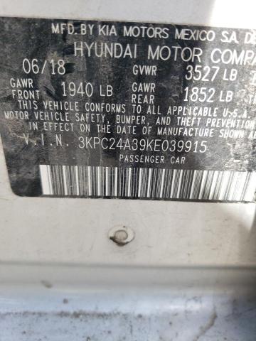 Photo 10 from auction – 2019 HYUNDAI ACCENT SE with VIN 3KPC24A39KE039915