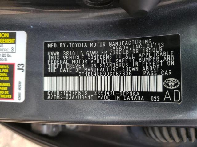 Photo 10 from auction – 2013 TOYOTA COROLLA BA with VIN 2T1BU4EE9DC067636