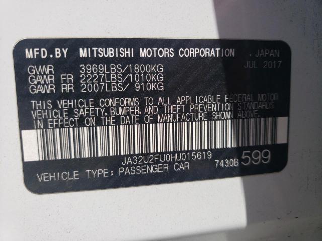 Photo 10 from auction – 2017 MITSUBISHI LANCER ES with VIN JA32U2FU0HU015619