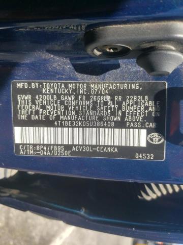 Photo 10 from auction – 2005 TOYOTA CAMRY LE with VIN 4T1BE32K05U386408