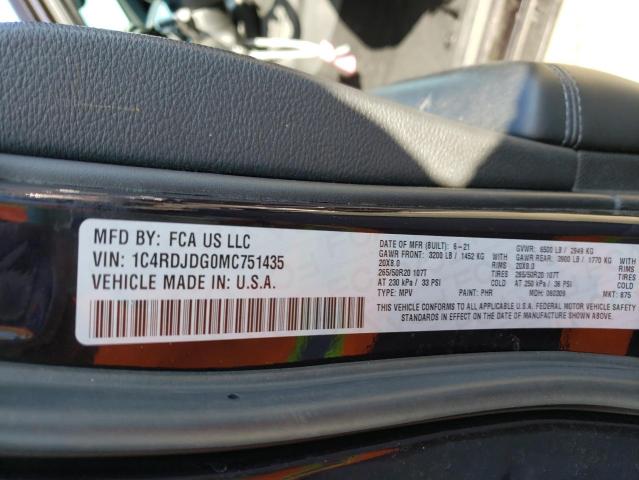 Photo 10 from auction – 2021 DODGE DURANGO GT with VIN 1C4RDJDG0MC751435