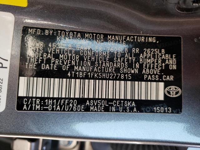 Photo 10 from auction – 2017 TOYOTA CAMRY LE with VIN 4T1BF1FK5HU277815
