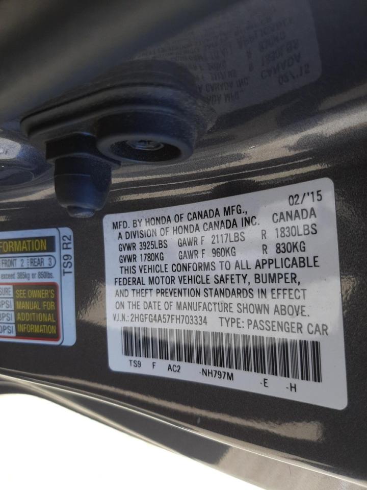 Photo 10 from auction – 2015 HONDA CIVIC SI with VIN 2HGFG4A57FH703334