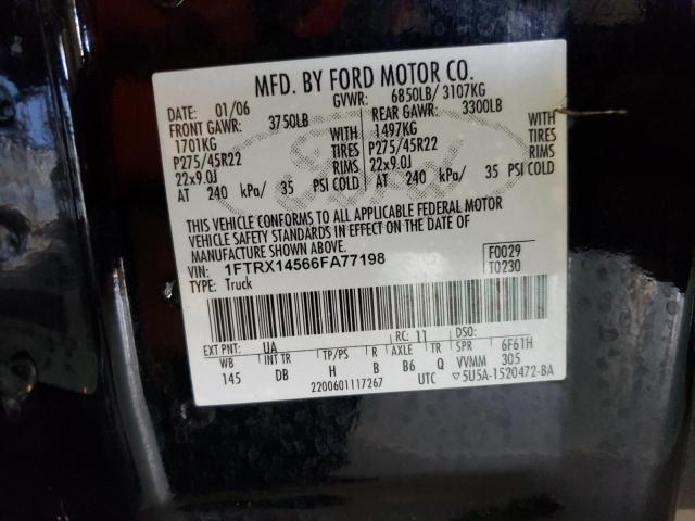 FORD F150 2006 with VIN 1FTRX14566FA77198 - Photo from auction