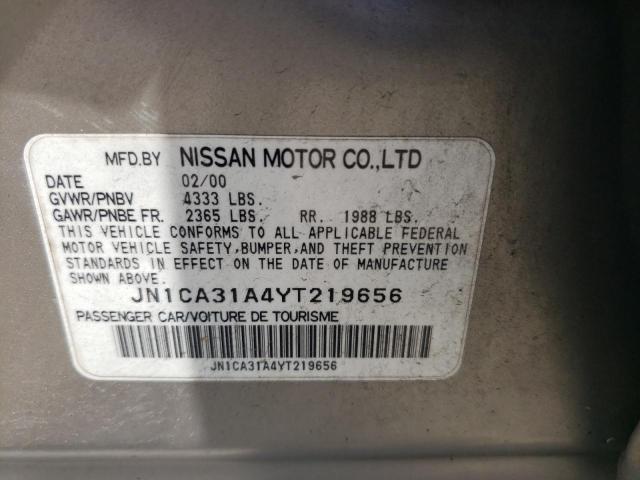 Photo 10 from auction – 2000 NISSAN MAXIMA GLE with VIN JN1CA31A4YT219656