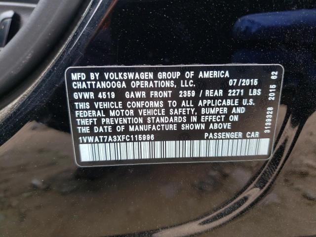 Photo 10 from auction – 2015 VOLKSWAGEN PASSAT with VIN 1VWAT7A3XFC115996