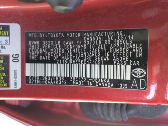Photo 10 from auction – 2014 TOYOTA COROLLA L with VIN 2T1BURHE5EC171051