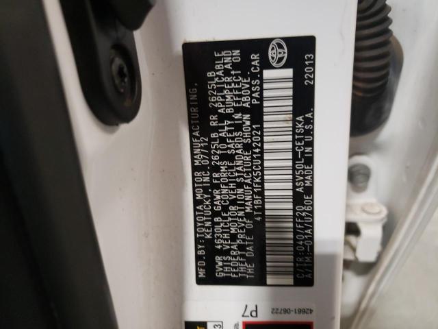 TOYOTA CAMRY BASE 2012 with VIN 4T1BF1FK5CU142021 - Photo from auction