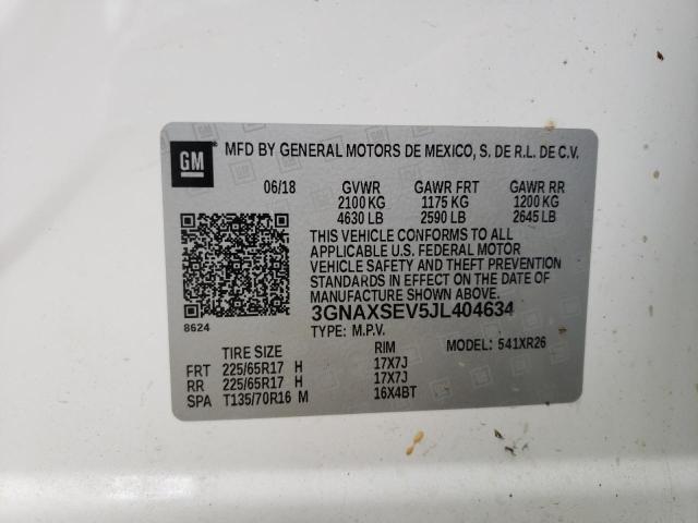 Photo 10 from auction – 2018 CHEVROLET EQUINOX LT with VIN 3GNAXSEV5JL404634