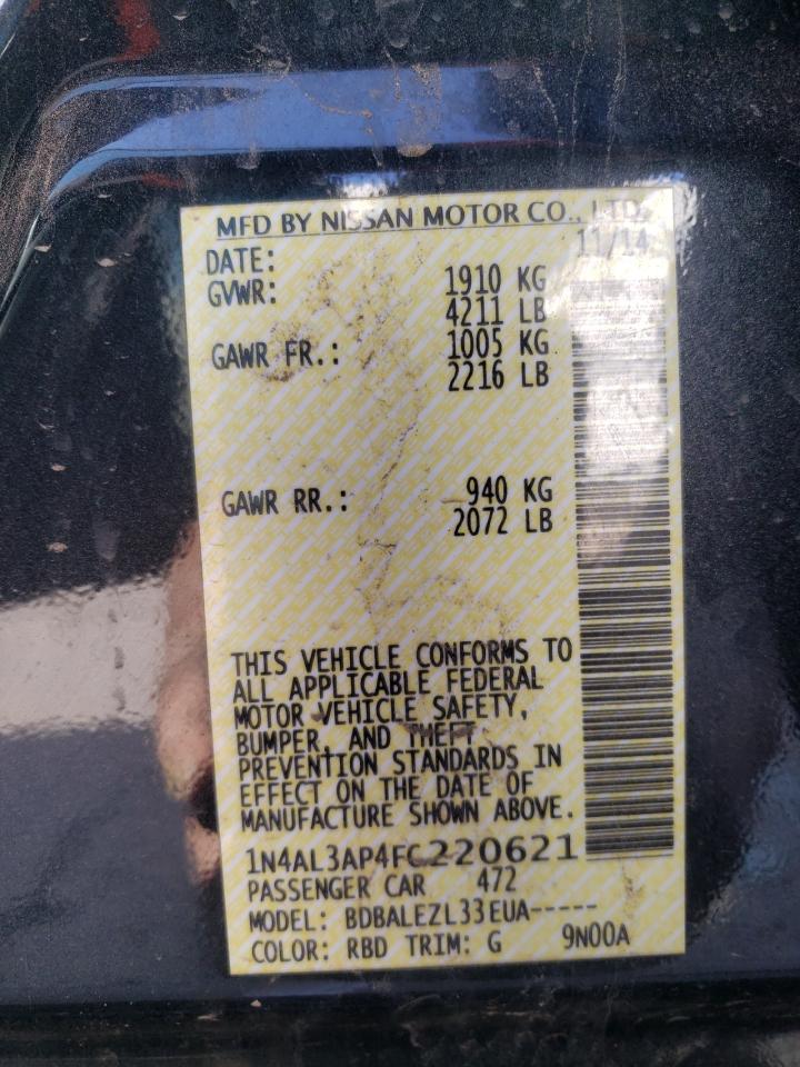 Photo 10 from auction – 2015 NISSAN ALTIMA 2.5 with VIN 1N4AL3AP4FC220621