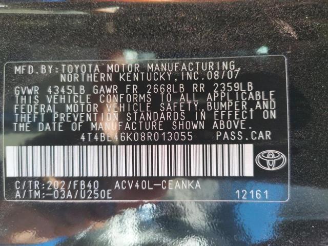 Photo 10 from auction – 2008 TOYOTA CAMRY CE with VIN 4T4BE46K08R013055