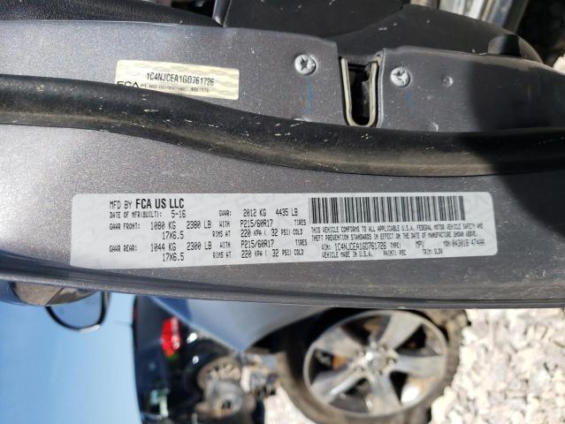 Photo 10 from auction – 2016 JEEP COMPASS LA with VIN 1C4NJCEA1GD761726