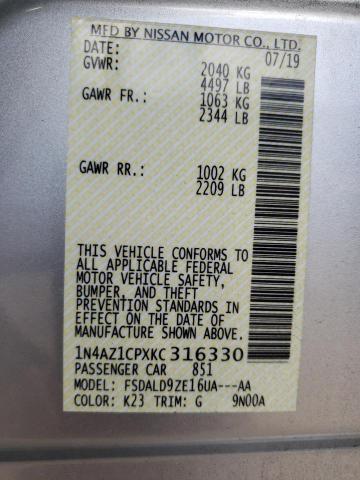 Photo 10 from auction – 2019 NISSAN LEAF S with VIN 1N4AZ1CPXKC316330
