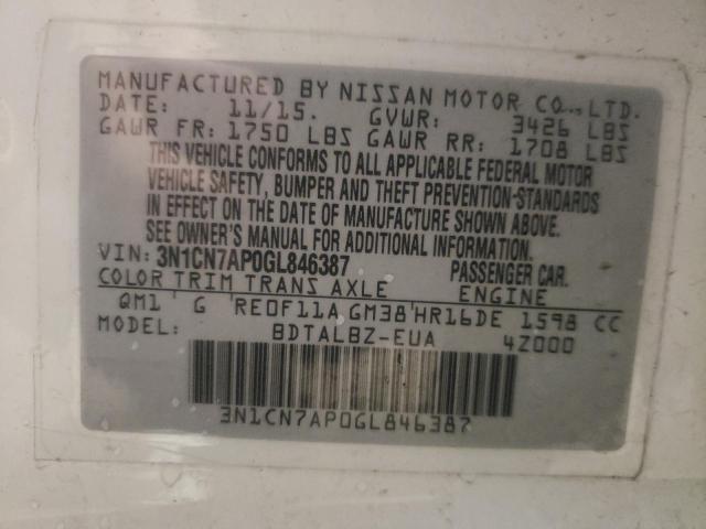 Photo 10 from auction – 2016 NISSAN VERSA S with VIN 3N1CN7AP0GL846387
