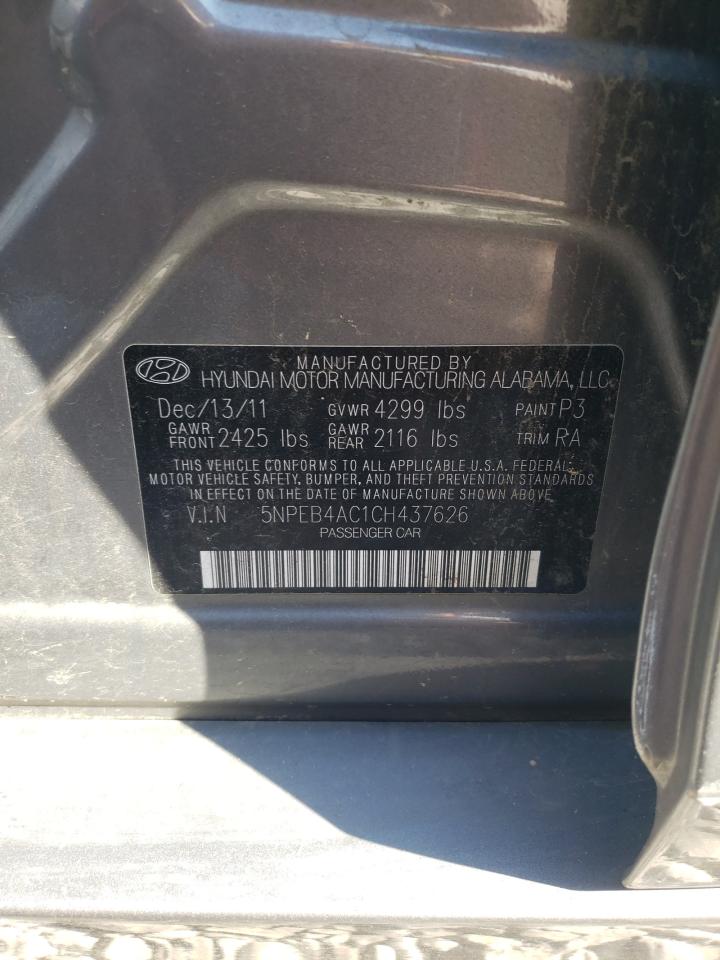 Photo 10 from auction – 2012 HYUNDAI SONATA GLS with VIN 5NPEB4AC1CH437626