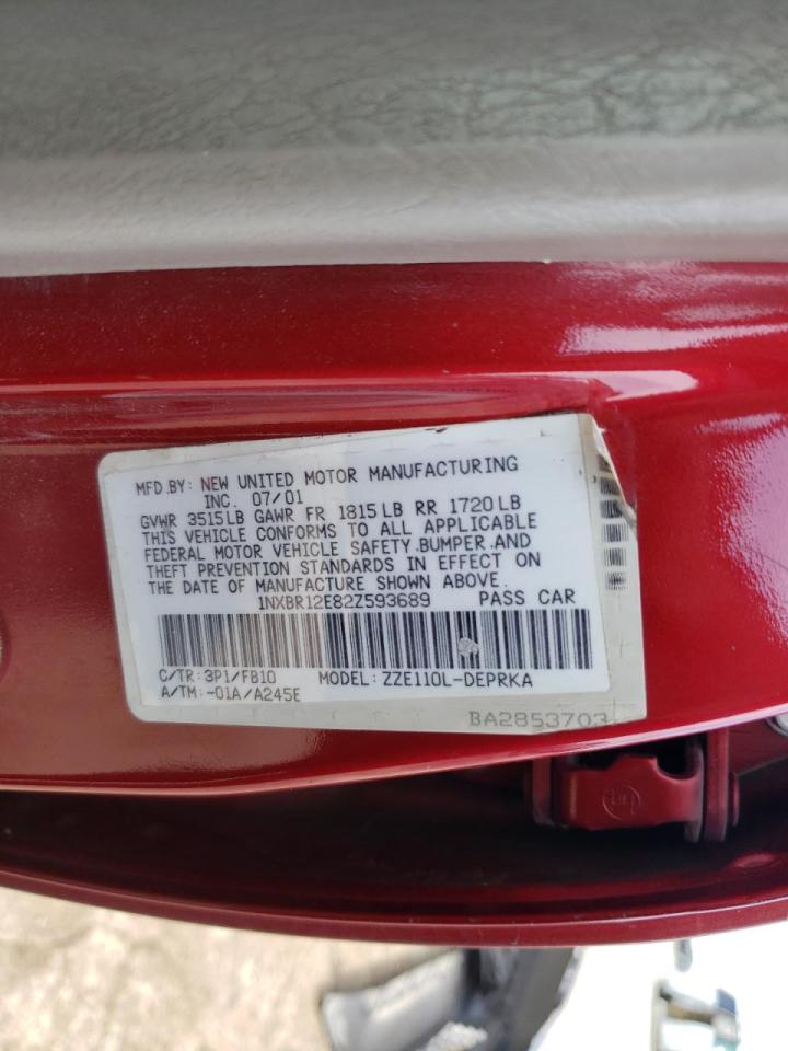Photo 10 from auction – 2002 TOYOTA COROLLA CE with VIN 1NXBR12E82Z593689