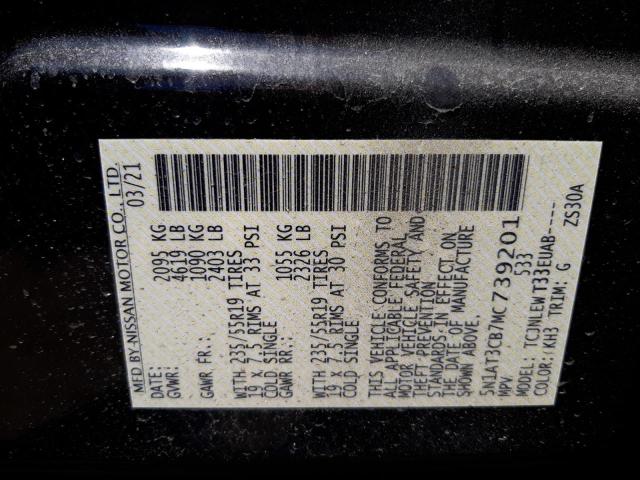 Photo 10 from auction – 2021 NISSAN ROGUE SL with VIN 5N1AT3CB7MC739201