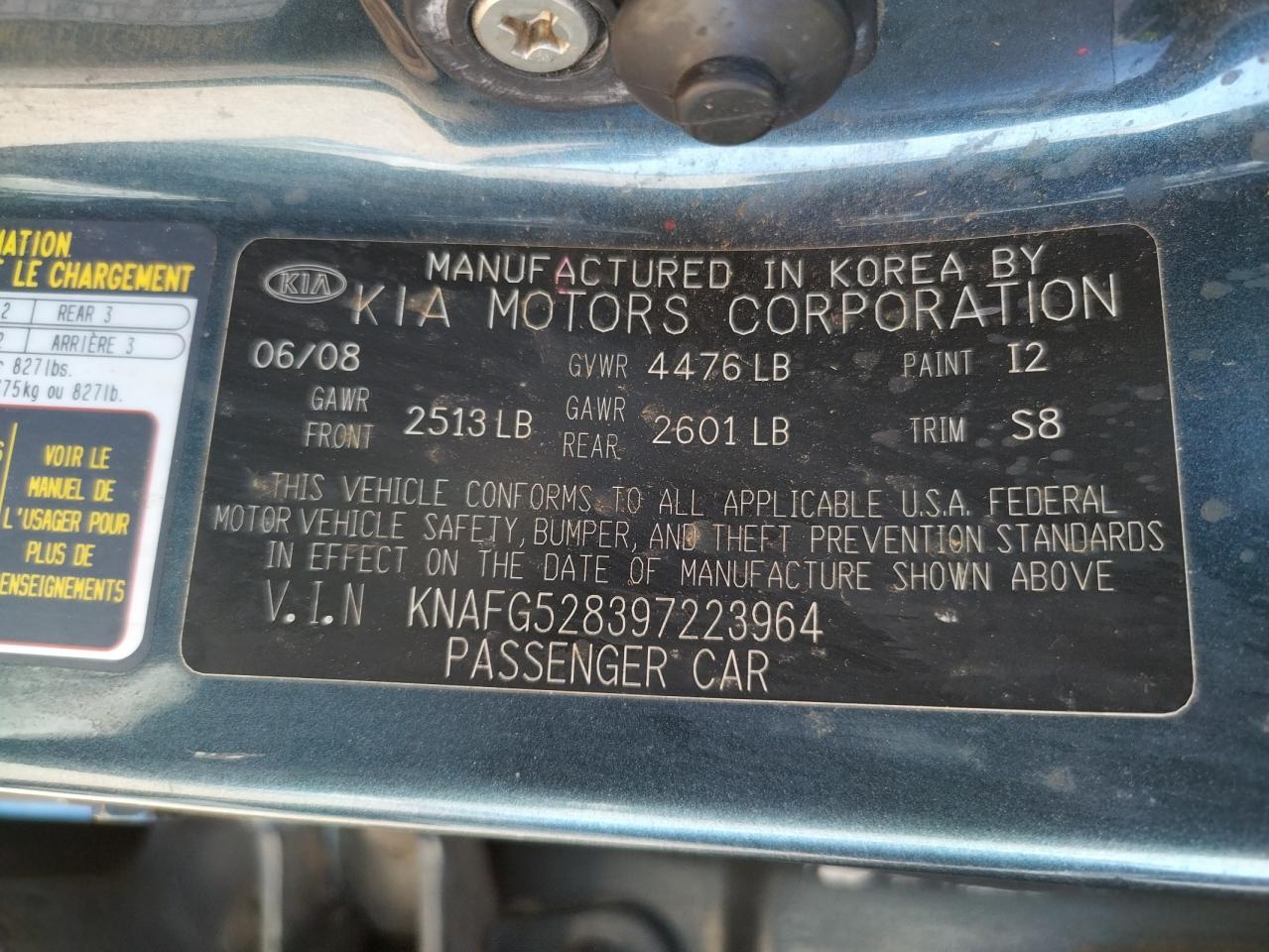 Photo 10 from auction – 2009 KIA RONDO BASE with VIN KNAFG528397223964
