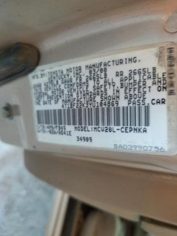 Photo 10 from auction – 2000 TOYOTA CAMRY LE with VIN 4T1BF22K3YU104869