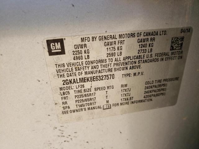 Photo 10 from auction – 2014 GMC TERRAIN SL with VIN 2GKALMEK8E6327570