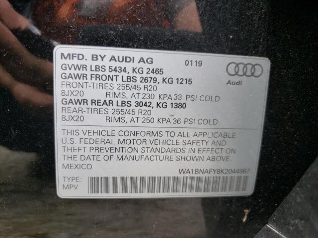 Photo 10 from auction – 2019 AUDI Q5 PREMIUM with VIN WA1BNAFY8K2044987