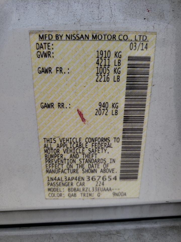 Photo 10 from auction – 2014 NISSAN ALTIMA 2.5 with VIN 1N4AL3AP4EN367654