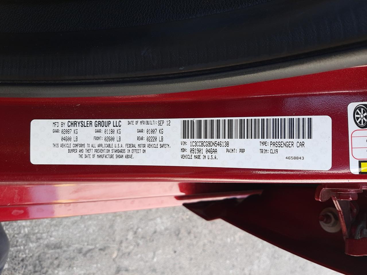 Photo 10 from auction – 2013 CHRYSLER 200 LIMITE with VIN 1C3CCBCG9DN546138