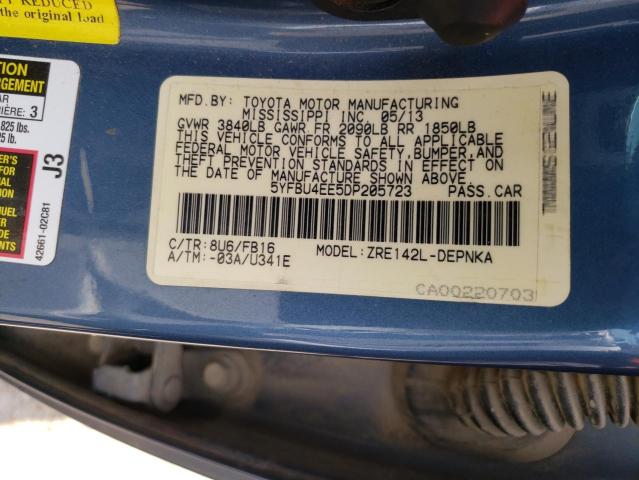 Photo 10 from auction – 2013 TOYOTA COROLLA BA with VIN 5YFBU4EE5DP205723