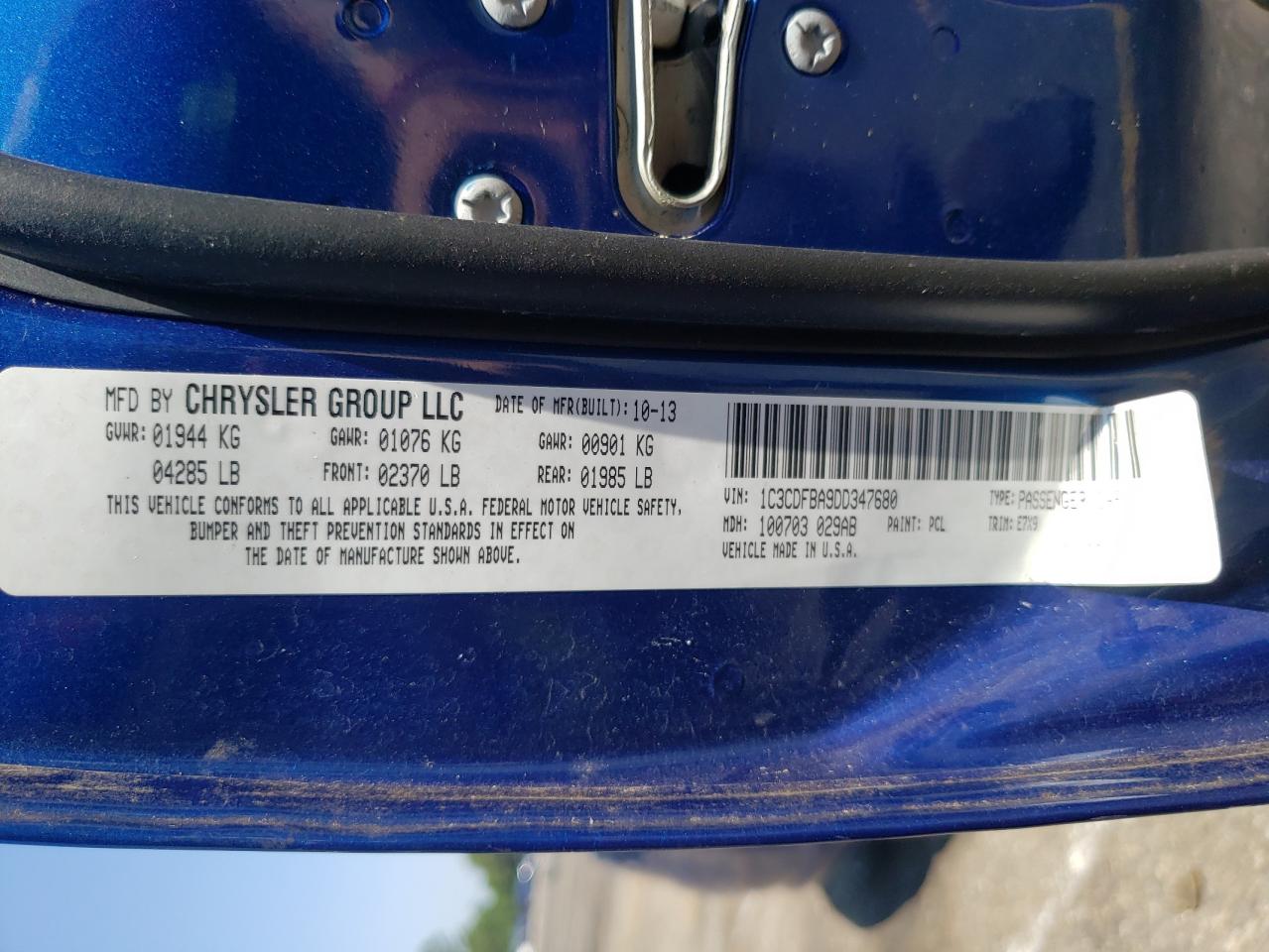 Photo 10 from auction – 2013 DODGE DART SXT with VIN 1C3CDFBA9DD347680