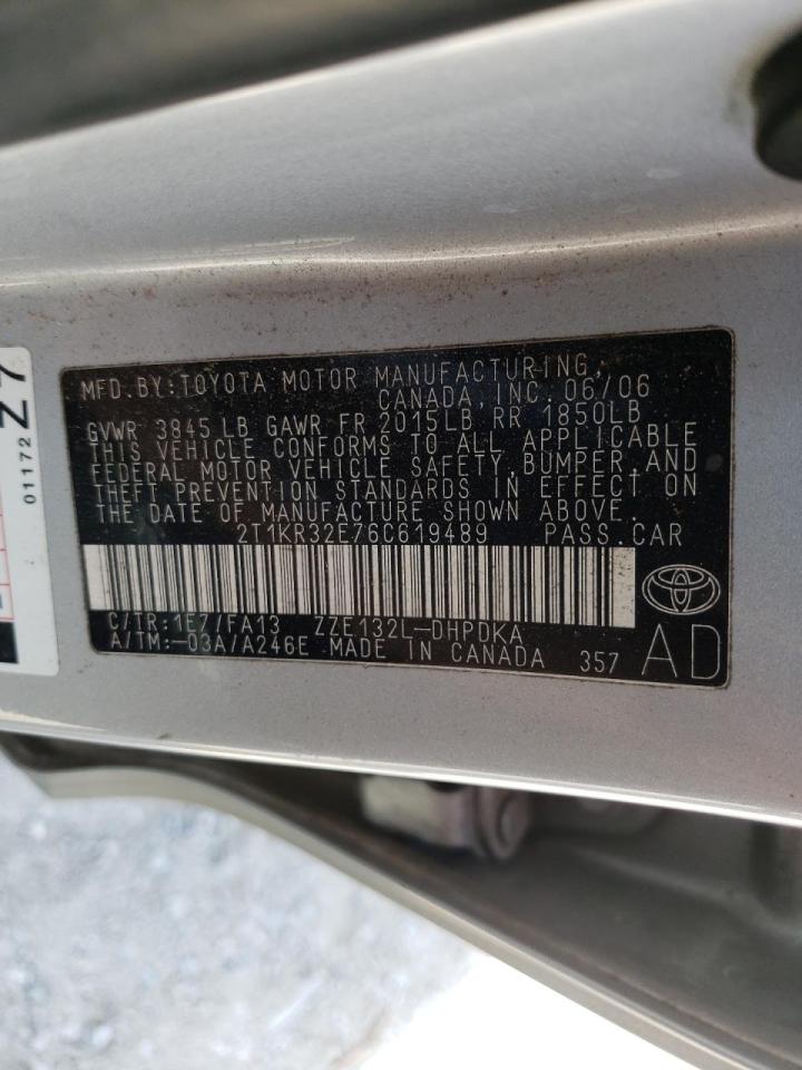 Photo 10 from auction – 2006 TOYOTA COROLLA MA with VIN 2T1KR32E76C619489