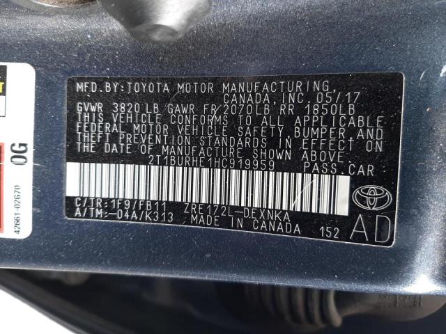 Photo 10 from auction – 2017 TOYOTA COROLLA L with VIN 2T1BURHE1HC919959
