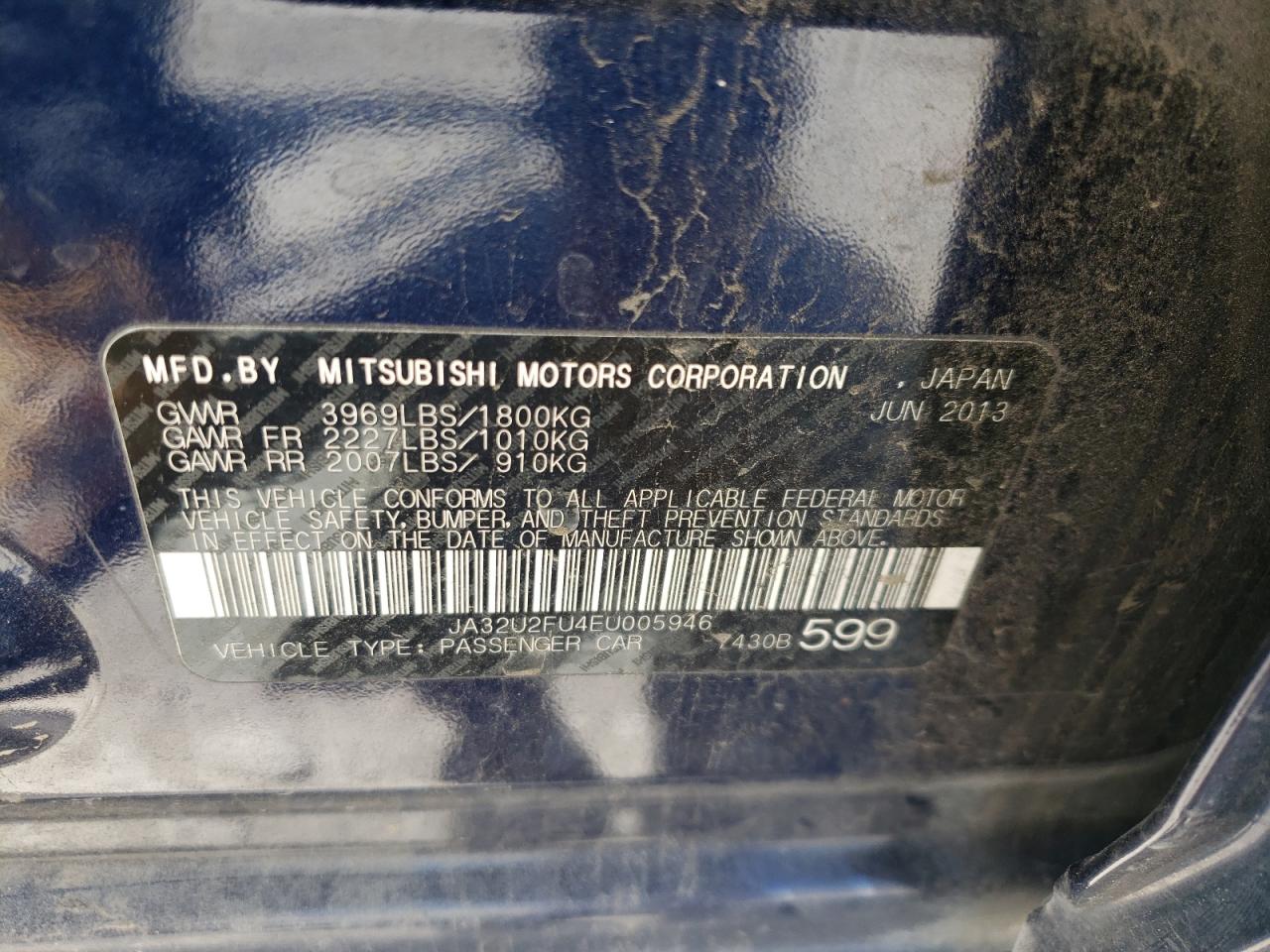 Photo 10 from auction – 2014 MITSUBISHI LANCER ES/ with VIN JA32U2FU4EU005946