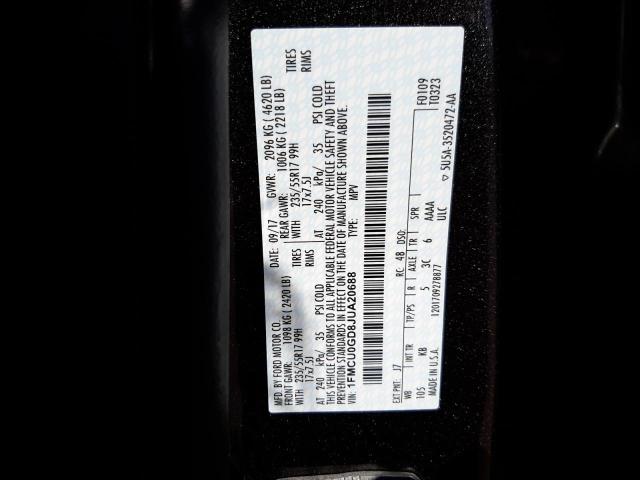 Photo 10 from auction – 2018 FORD ESCAPE SE with VIN 1FMCU0GD8JUA20688