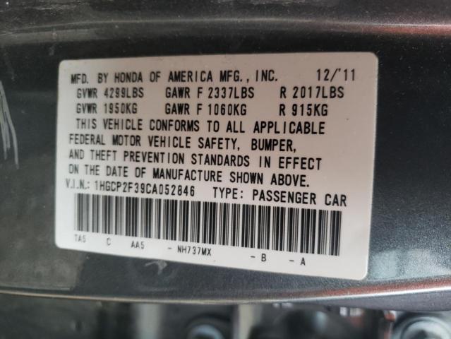 Photo 10 from auction – 2012 HONDA ACCORD LX with VIN 1HGCP2F39CA052846